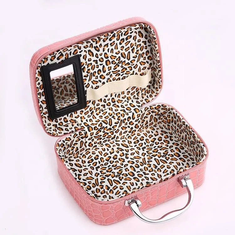

Fashion Women Leopard Print PU Leather Makeup Case Bag
