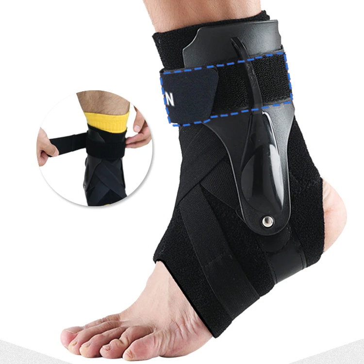 

Ankle support for sprain rehabilitation or fracture rehabilitation with guard plate fixed, Black