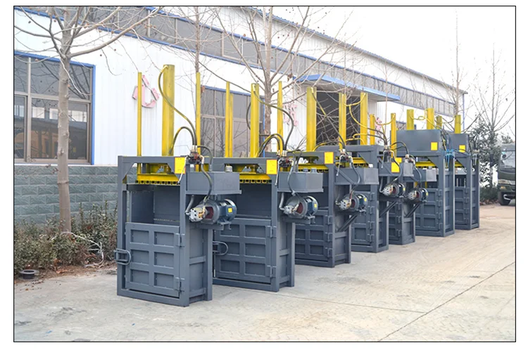 PET bottle waste paper plastic cardboard carton box used colthes hydraulic baling press machine baler.png