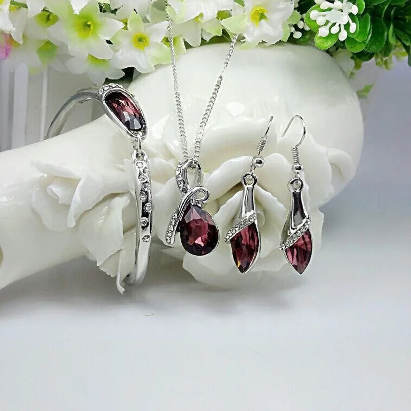
necklace earring artificial simple light diamond necklace sets 