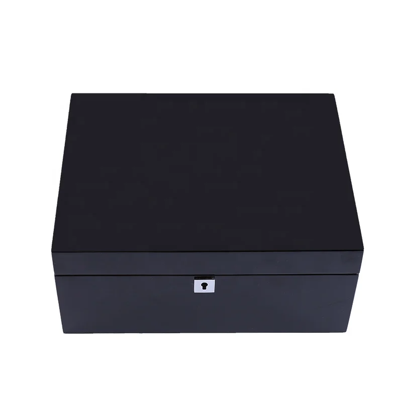 

COHIBA Black Piano Lacquer Cigar Humidor Humidifier Box with Hygrometer for 25CT Cigars, Can be customized