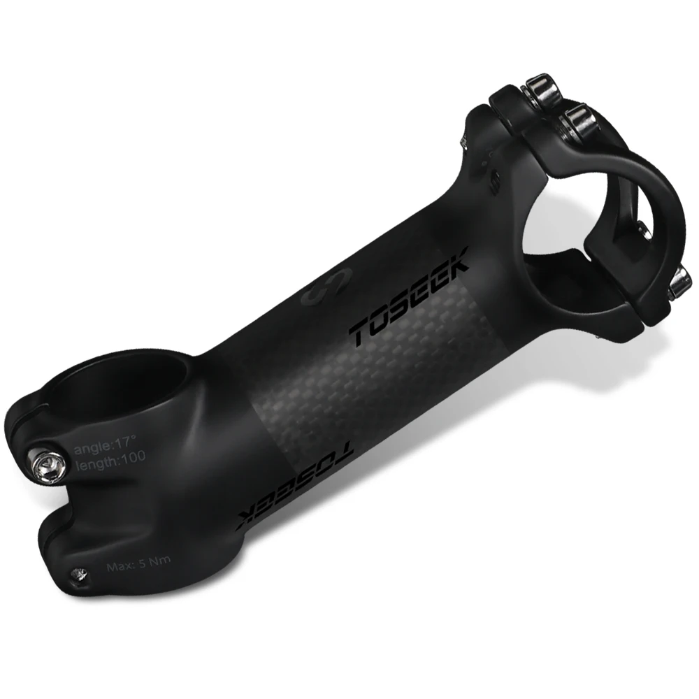 

Toseek Black Matt Carbon Bicycle Short Stem 25/35 Degree Bike Mtb Folding Stem 60/70/80/90/100mm, Black matte/red matte