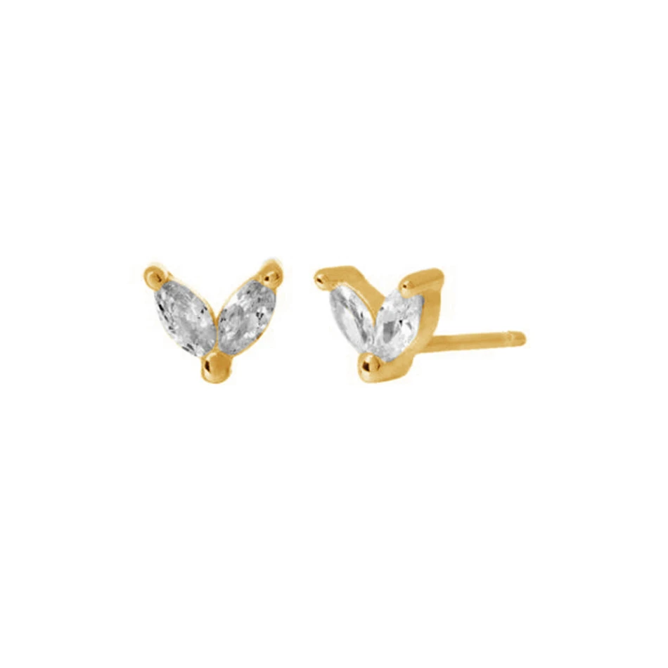 

fashion women jewelry 925 sterling silver studs 18k gold plated nice white zinnia gold stud earrings