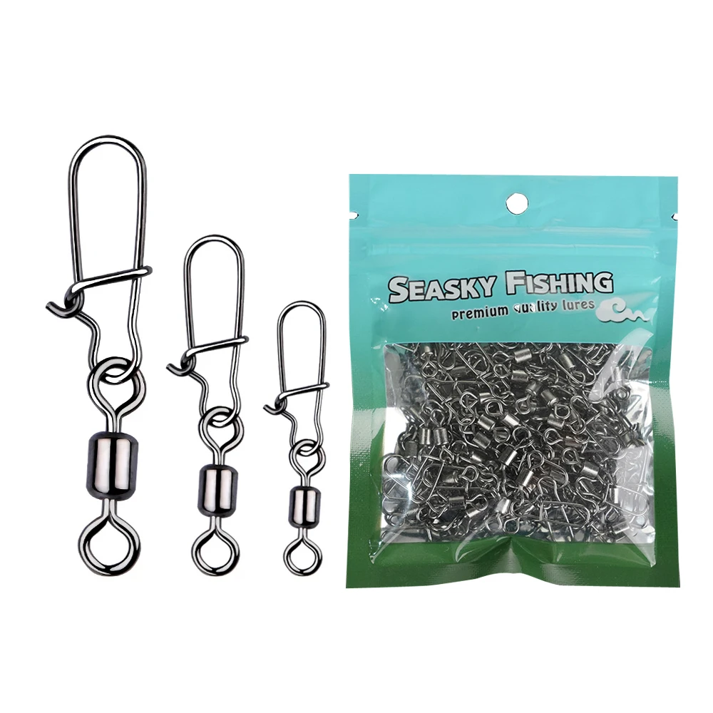 

Stainless Steel 50PCS/Bag Fishing Accessories Eight-ring Connector Snap Fishhook Swivels Tackle for Hooks Fishing, Silver
