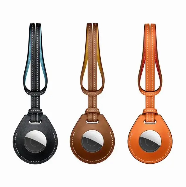 

Luxury genuine leather airtag case luggage tag airtag loop