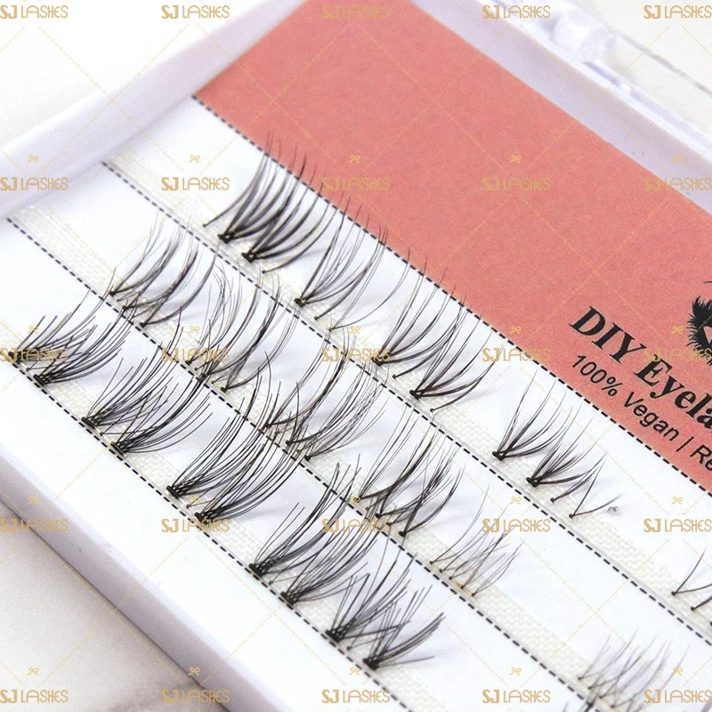 

Segment Lashes with Clear Band DIY/home lash extensions kit lashes private label accepted, Black