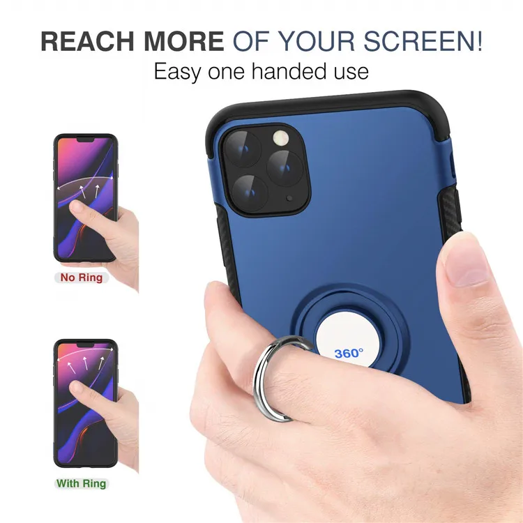 MoKo New arrival shockproof 360 degree rotating ring kickstand cellphone case for iPhone 11 Pro 5.8 inch 2019