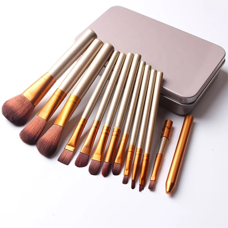 

Gold Wholesale High Quality Professional Vegan Custom Logo Private Label Make Up Brushes Makeup Brush Set With Case, Customized color accepted