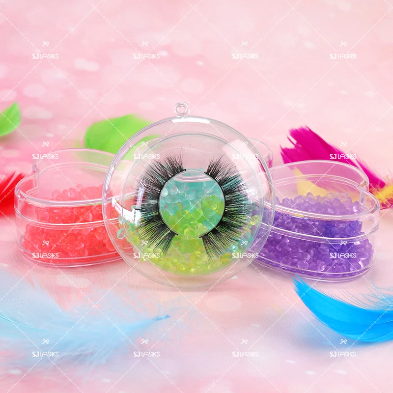 

Free Sample Private Label Real Fluffy 3D Mink Eyelashes Bubble Round Packaging Girly Lash Boxes, Natural black
