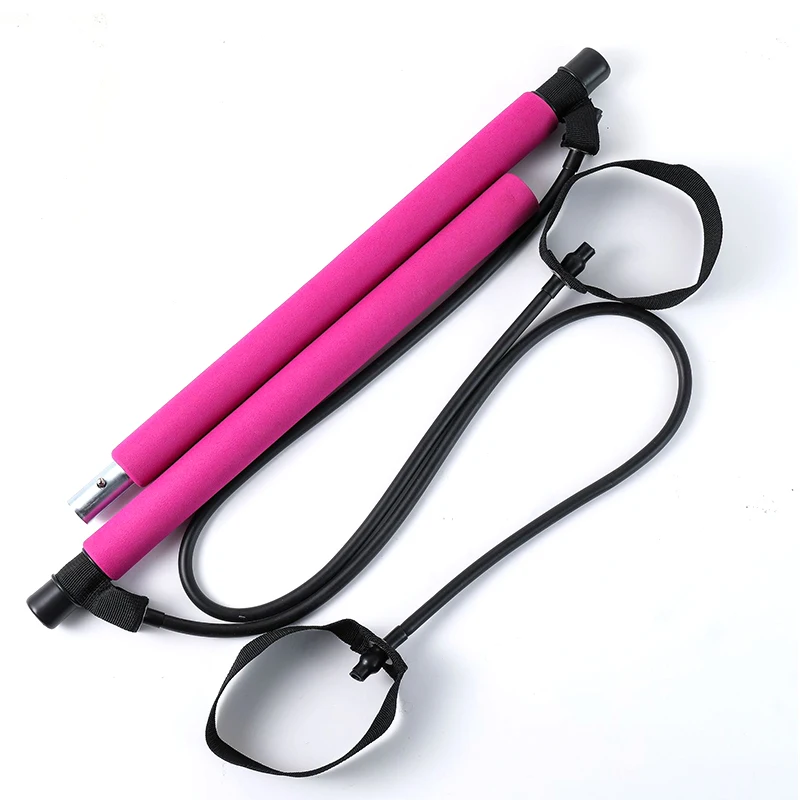 

SD-PL02 Best price Multi-Functional Fitness Yoga Pilates Stick Bar Adjustable Pilates Bar Kit With Resistance Band, Purple, pink