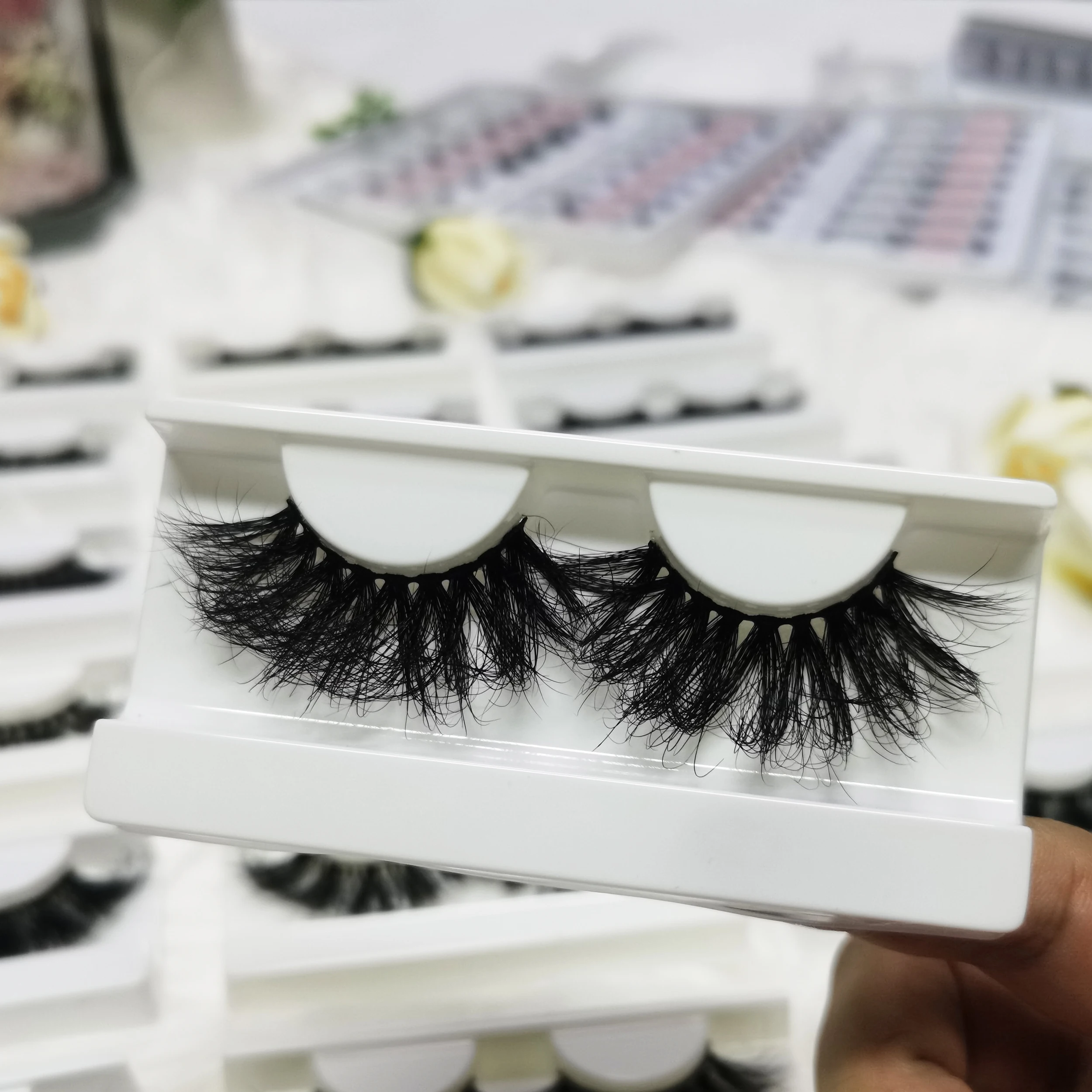 

Best Selling Custom Luxury Eyelash Packaging Box Natural 3d Silk Lashes Synthetic Eyelash Mink False Eyelashes, Natural black