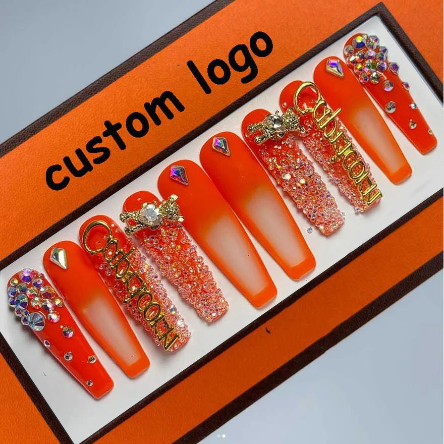 

No Moq Handmade False Nails Hot Selling Free Designs Customized Press On Nails Box Packaging