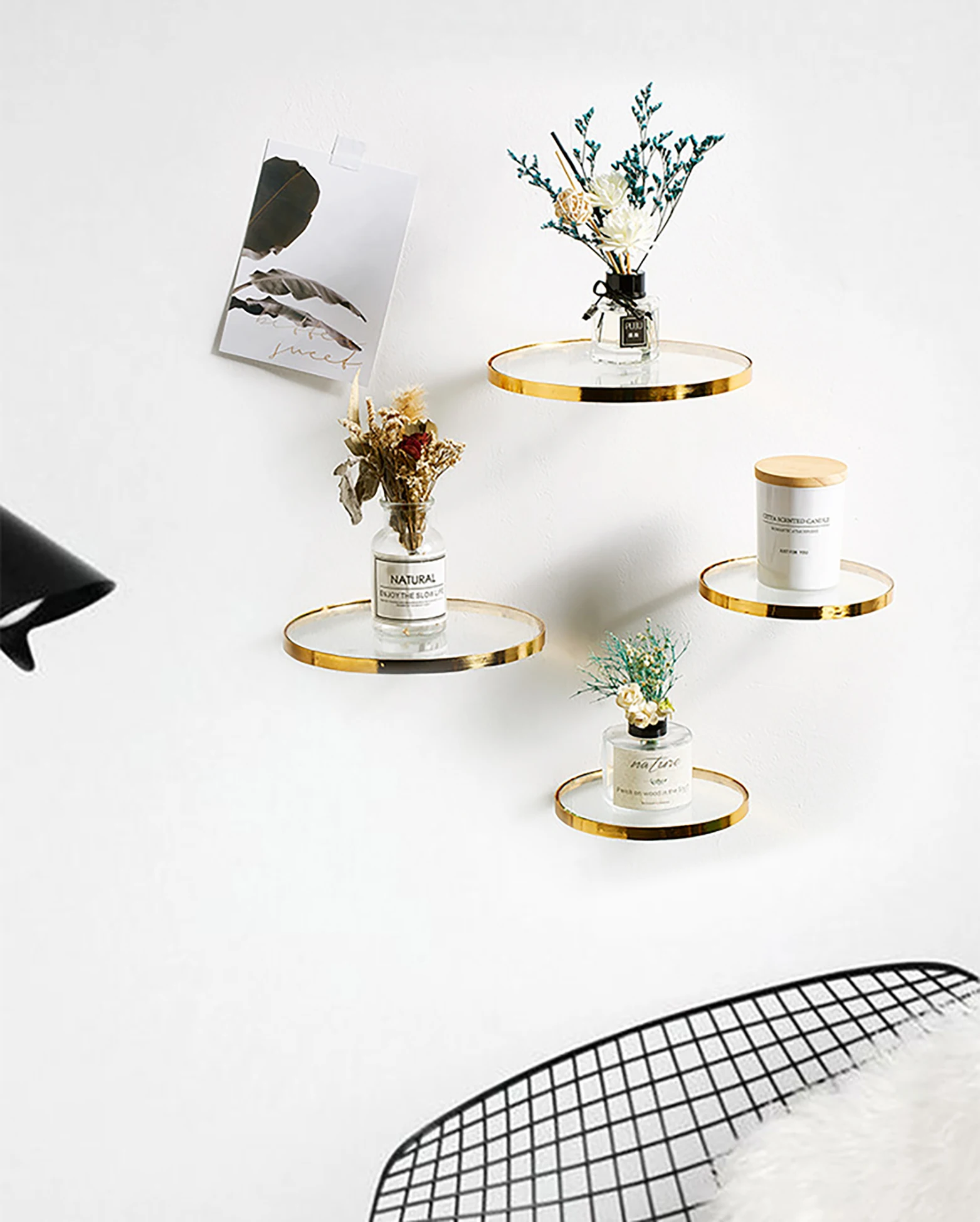 Hard Glass Floating Shelves Wall Mounted Storage Shelves,Decorative