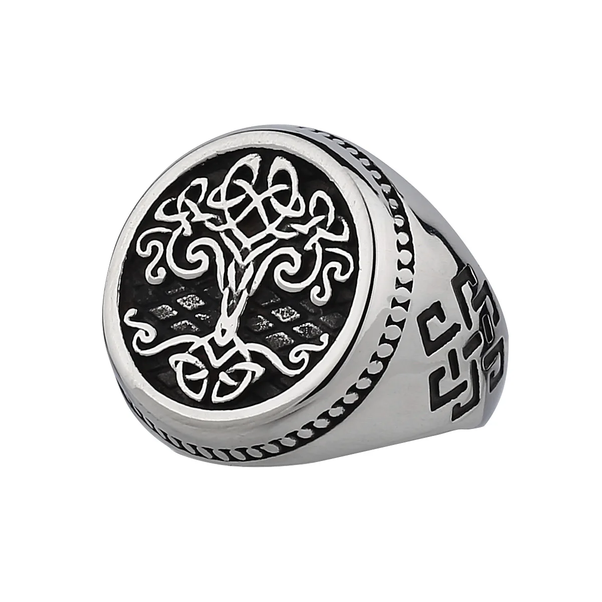 

stainless steel men's retro tree life Viking ring