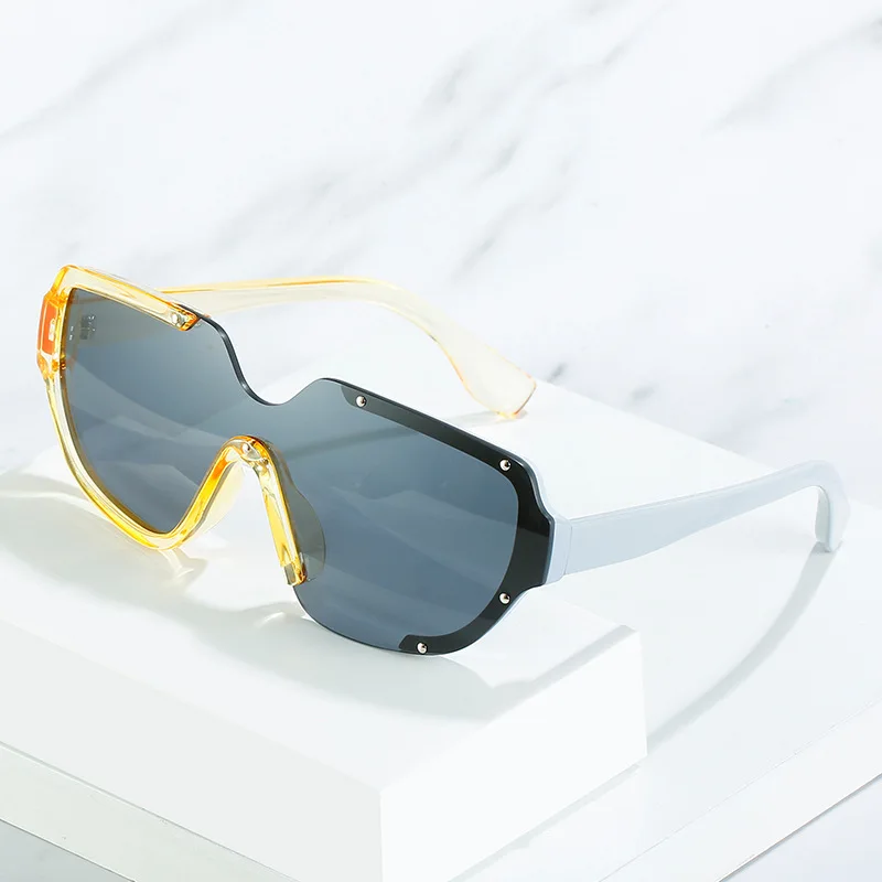 

2022 spring new style big frame contrast color fashion trendy pc personality half frame women oversized sunglasses