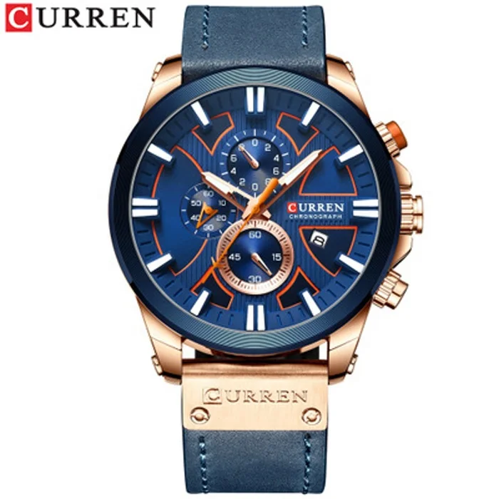 

Curren 8346 Vogue Leather Strap Watch Men Classic Japan Movement Multi-function Sports Watches reloj nios