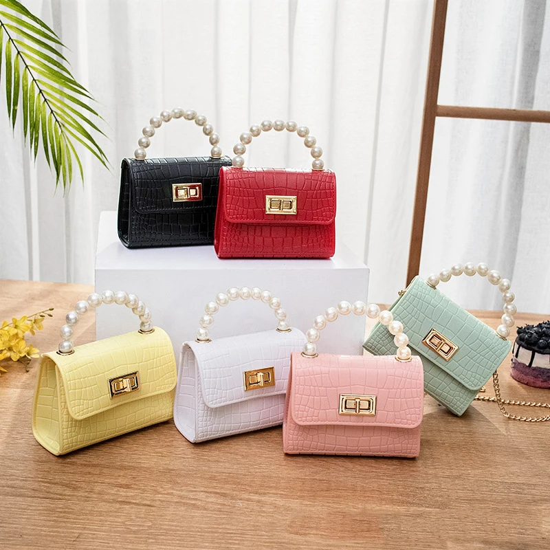 

2021 Pvc Rivet Chain Cute Silicone Women Little Tote Bag Lady Small Jelly Purses And Hand Bag Mini Handbag For Girl, Colors