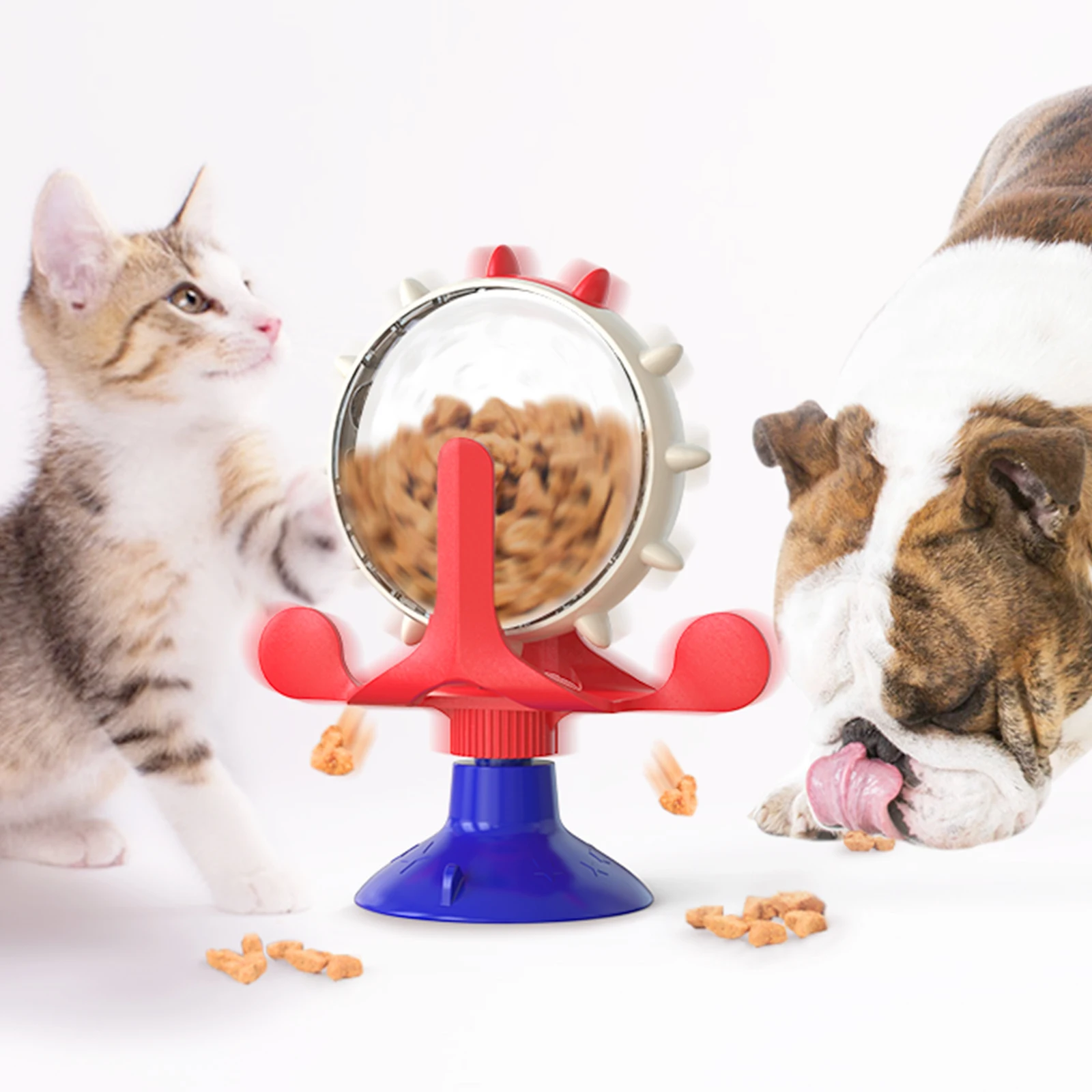 

Newest Smart Fun Feeder Slow Feed Interactive Rotating Windmill Toy Food Dispensing Cat Toy