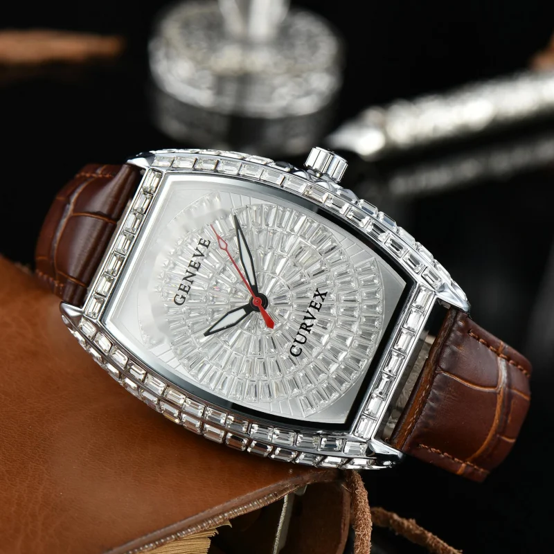 

FM Brand Watches Ice Out Moisanite Watch Mechanical Day Date Replicate Diamonds