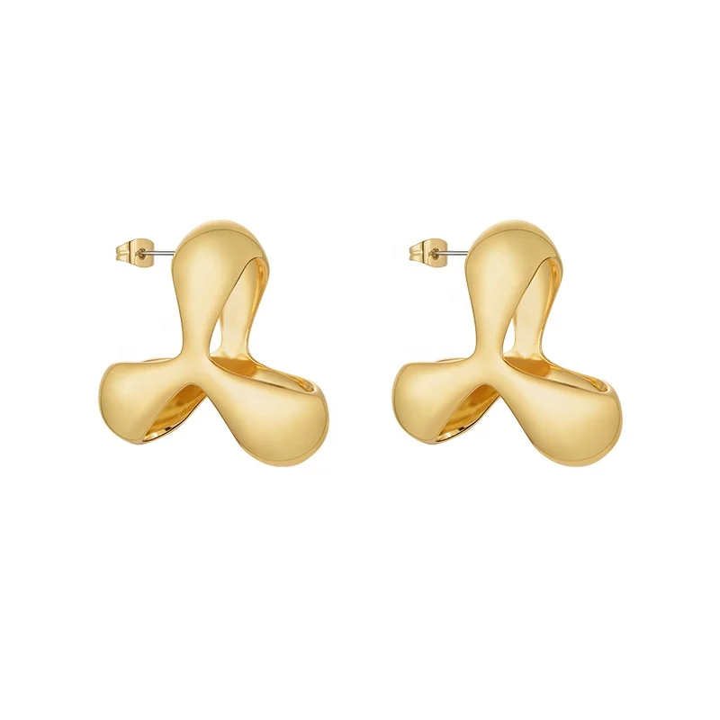 

Original Design 18K Gold Plated Brass Jewelry Big Windmill Stud Earrings For Women Gift In Piercing Party Earrings E221438