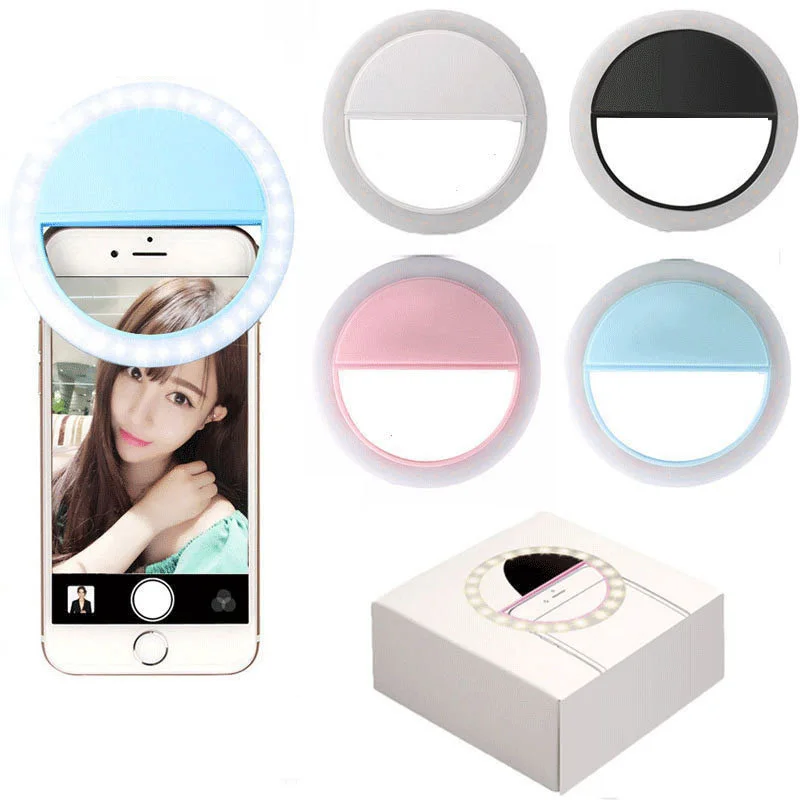 

Customized Logo Clip On Cell Phone Selfie 36 Light Ring Phone, Black,white,blue,pink