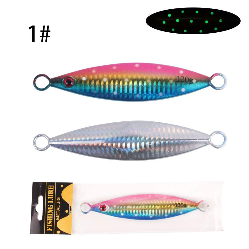 

Free sample 150g OEM Slow Jigging Lure Isca Artificial Metal Casting Bait Luminous Spinnerbait Iron Plate Sinking Fishing Lure, 8 colors