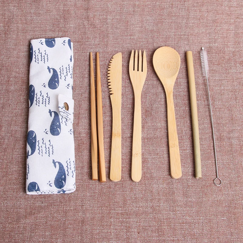 

Travel Set Eco-friendly Wooden Outdoor Portable Utensils Bamboo Cutlery