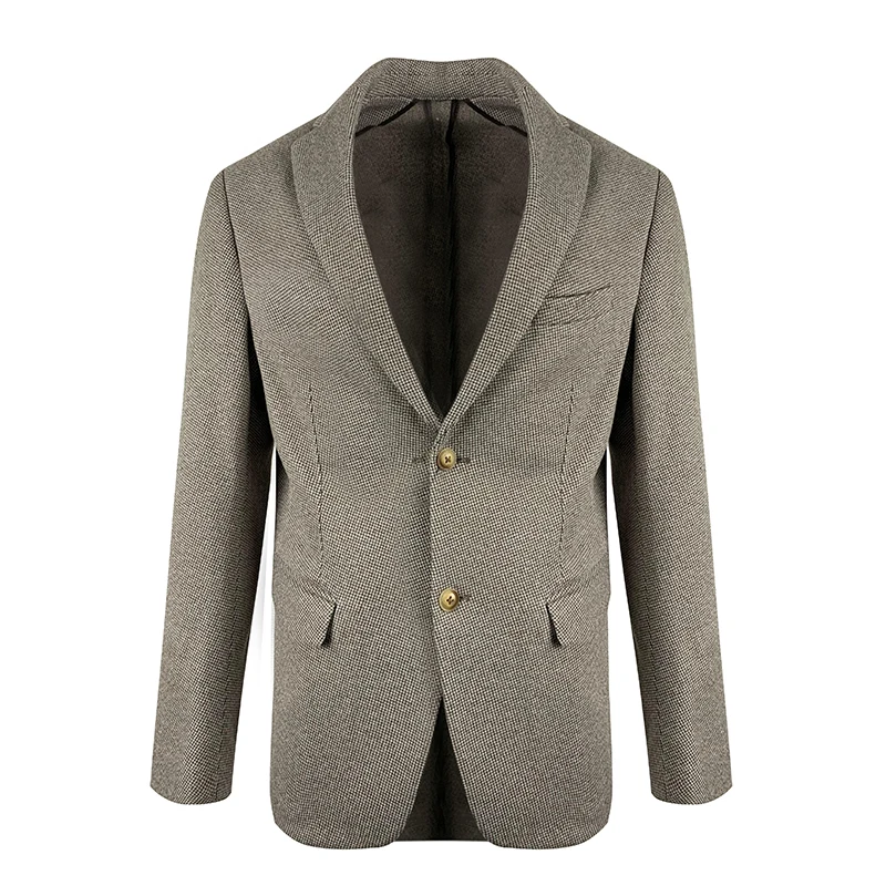 

new style slim fit beige hounds tooth knitting fabric men's blazer coats for men