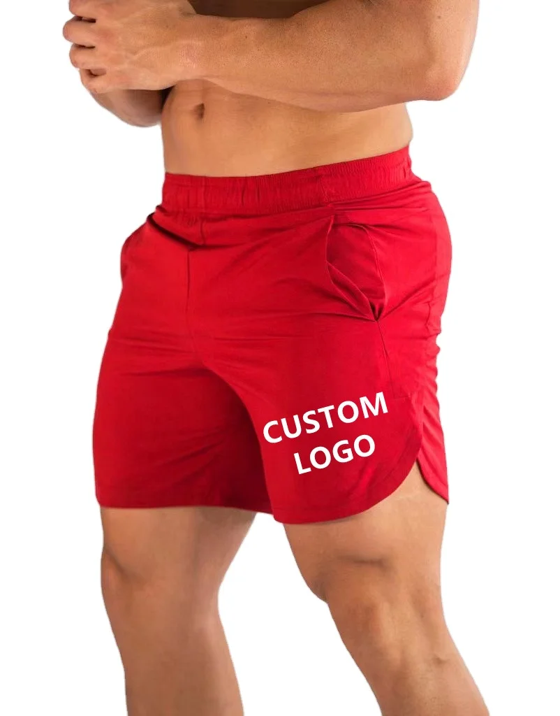 

custom logo blank elastic knee length shorts slim fit quick dry men workout shorts