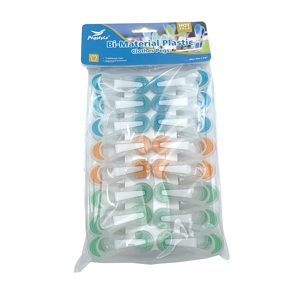 
18pcs/bag Plastic Clothes Clip 7.0cm Colored Clothespins Heavy Duty Clothes Pegs with Plastic Spring Not Rusty & Powerful 