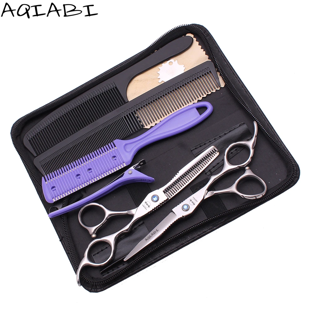 

Hairdresser Scissors Professional 5.5" 6'' AQIABI 440C Hair Cutting Scissors Thinning Shears Barber Scissors Set Shiny A1011