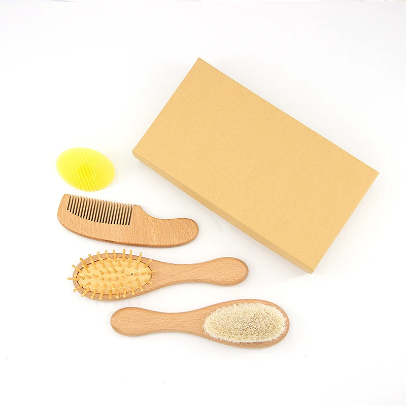 

Hot Selling Custom Logo Portable Brush Natural Eco-friendly Wooden Handle Goat Bristle Brush Baby Brush in Bag