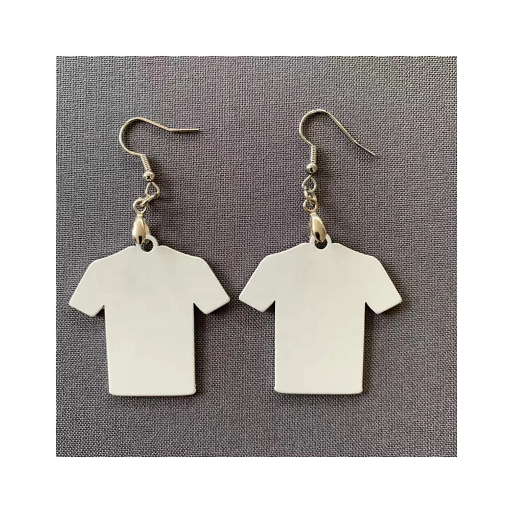 

Hot Selling White Blank Metal Sublimation Jewelry Earrings Double Sided Printable Personalized Sublimation Earrings with Hooks, Gloss white