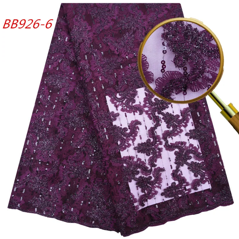 

1750 Free Shipping Wedding Lace Fabric Purple Color Lace Fabric With Paillette, Cupion