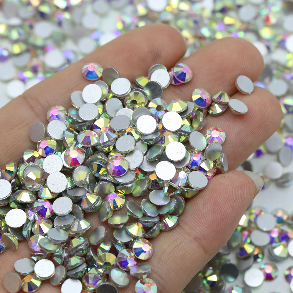 

MS116 Wholesale All Size Normal Cutting Face Korean Crystal AB Non Hotfix Flatback Glass Rhinestones, A glass raw material