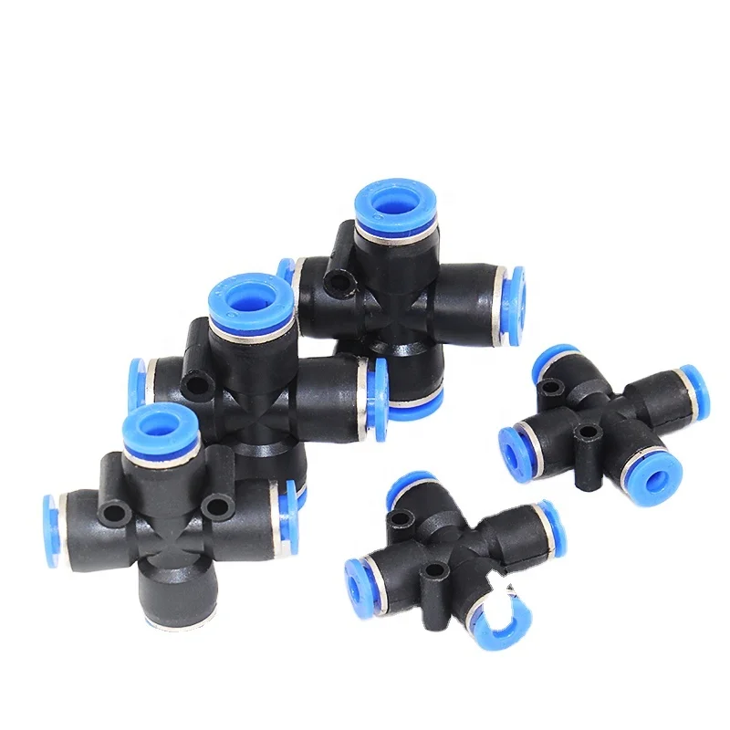 

Pza Series Air Hose One Touch Pneumatic Fittings Cross Connector Pneumatic 4-Way Fittings 6-12mm Hose Tube Quick Connector