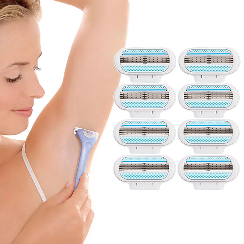 

Ladies 3-layer blade three-layer razor manual razor head hair removal shaving, As the picture