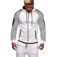 

Wholesale new pullover hoodie with zip and pockets striped sports clothing men