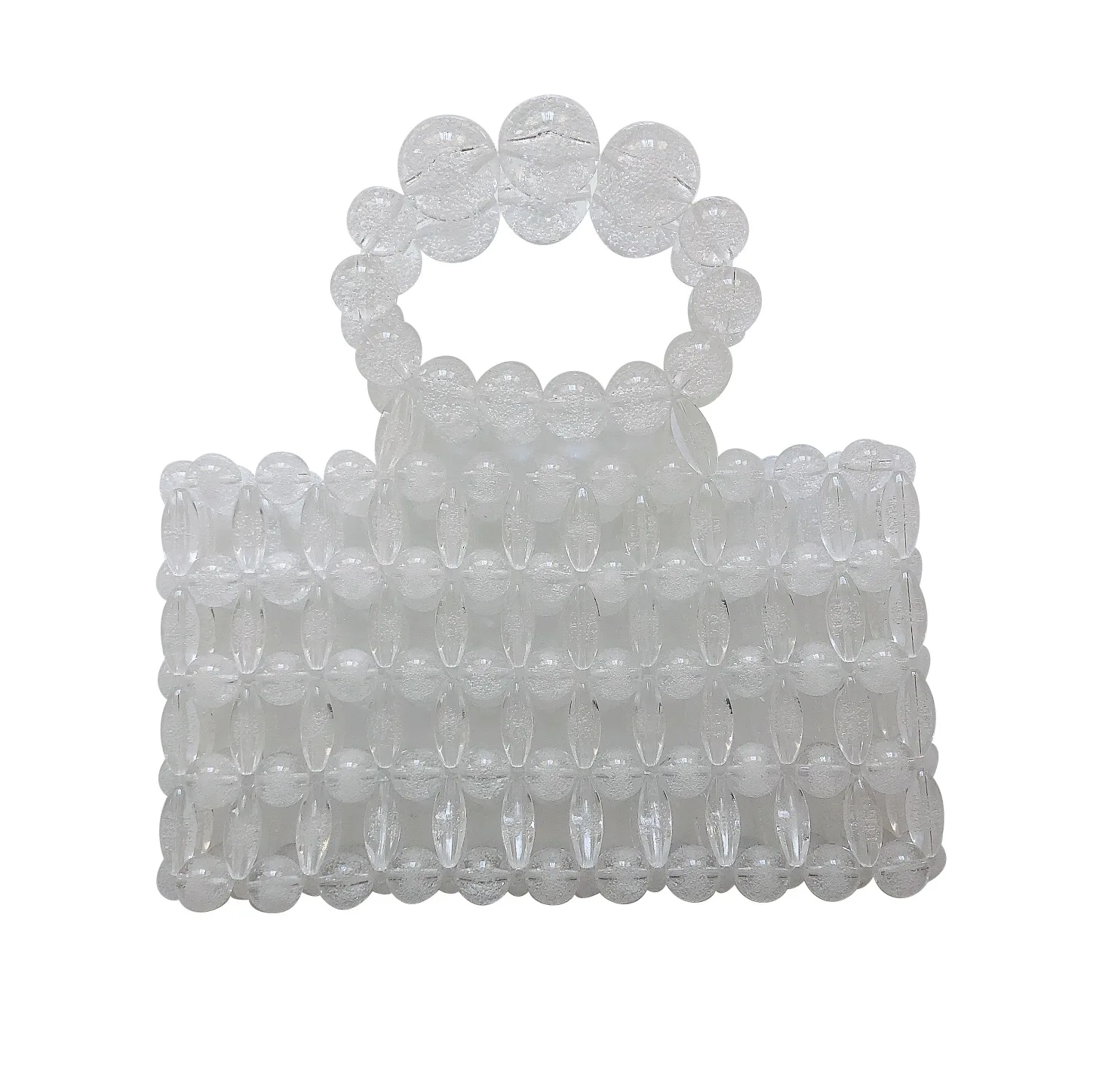 

Handmade beaded bag transparent beads cubic bag bubble transparent beads handbag