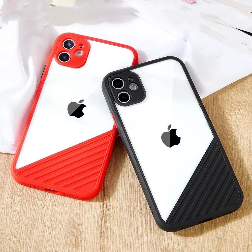

cheap for iphone case Precision hole Design Colorful tpu Transparent pc bumper phone case for xiaomi redmi note 9 pro, 8 colors