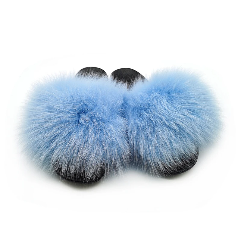 

With Low Price High Quality Indoor Home Real Fox Fur Slippers, 11 color