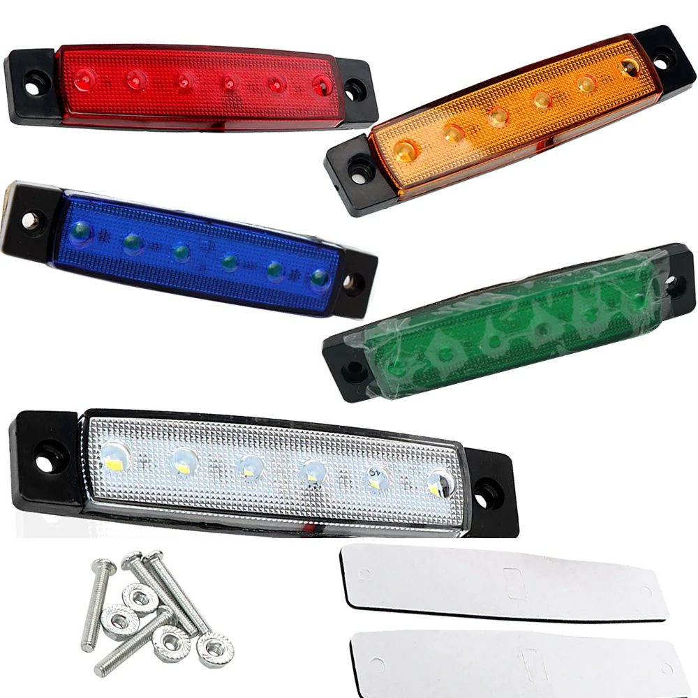 

White 12-24V 6 SMD LED Auto Car Bus Truck Lorry Side Marker Indicator low Led Trailer Light Rear Side Lamp