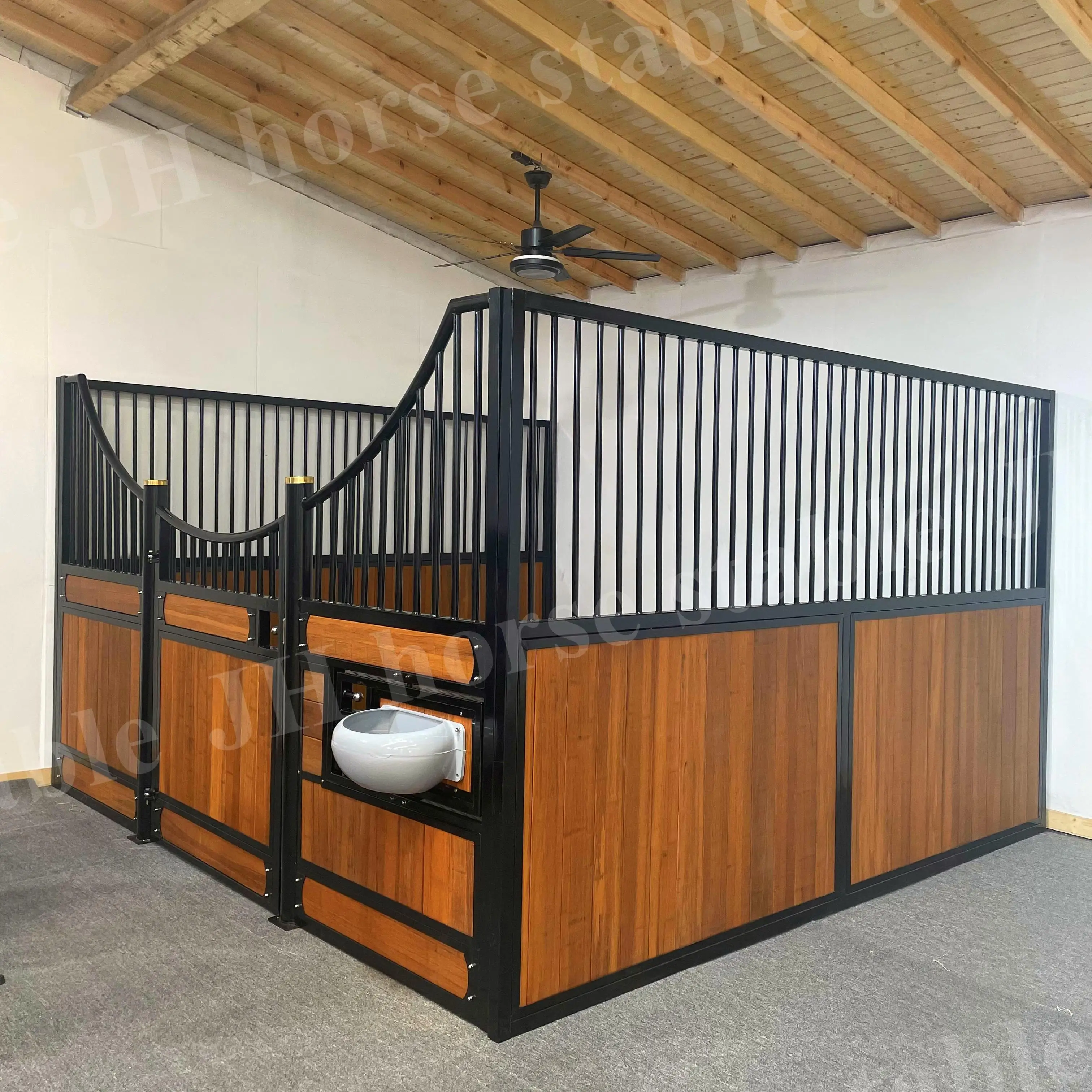 

Wooden Drawing Carbonized Prefab Galvanized Supply European Bamboo Steel Frame Horse Stable