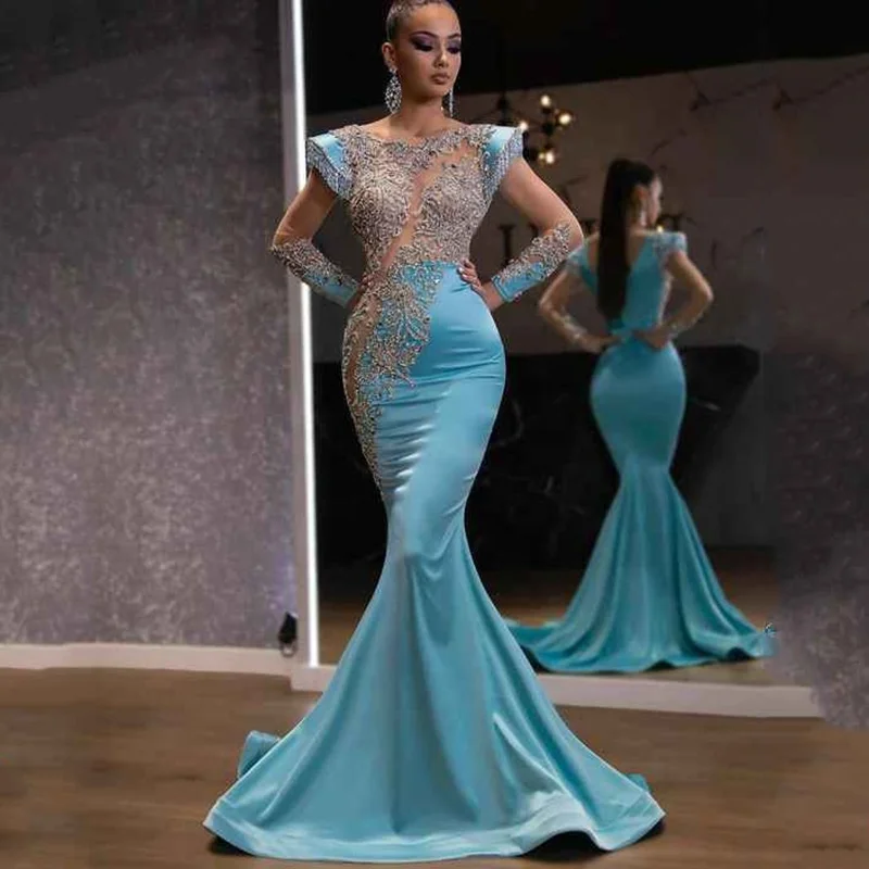 

2021 new arrival Fishtail banquet dress long tight temperament party evening dress tailed dress