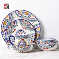 

Porcelain Turkish Dinner Plates Ramen Bowl Ukraine Floral Luxury Dinnerware Set