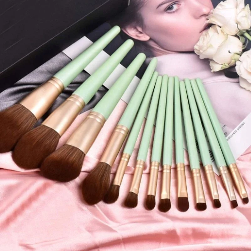 

Design 13 Pcs Soft Hair Makeup Brush Set Wooden Handle Beauty For Girls Ladies, Pics