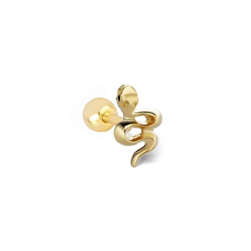 

s925 sterling silver fashion ins snake cartilage piercing stud earrings, White/gold