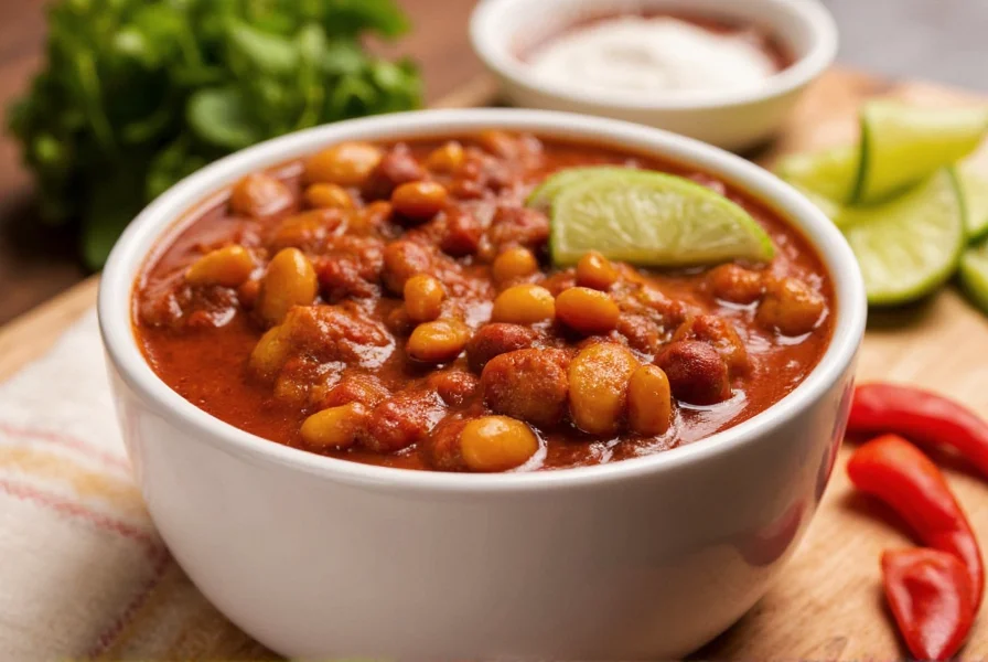A steaming bowl of homemade chili