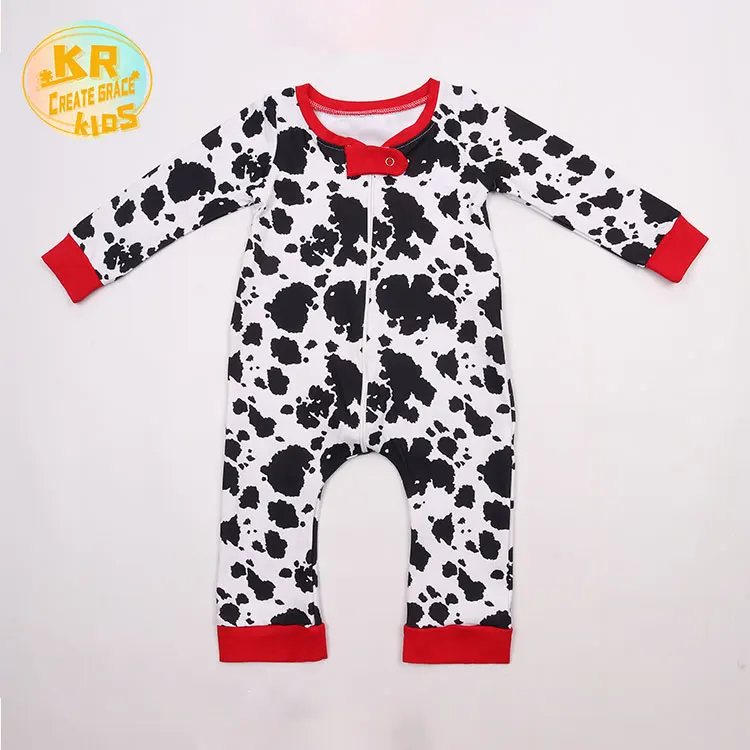 

Wholesale unisex toddler romper cow print baby jumpsuit pajamas long sleeve pant newborn kid romper, Picture shows