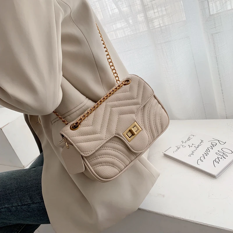 

New Trend Luxury Designers Fashion Handbags Messenger Shoulder Bag Sling Bag Purses Pu Leather Chain Women Crossbody Bag, As picture